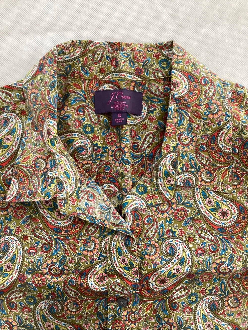 J. Crew Paisley Button-Down Shirt in Brown and Cream size 10 #35